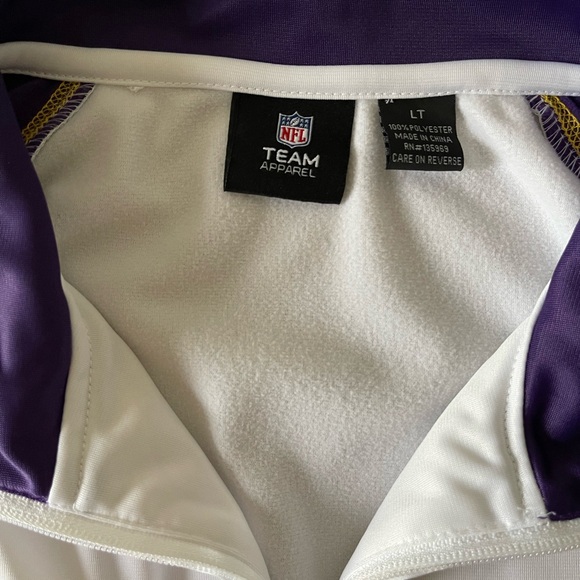 MINNESOTA VIKINGS TEAM APPAREL LONG SLEEVE, ZIP UP, HIGH COLLAR JACKET, SIZE L - Picture 4 of 5